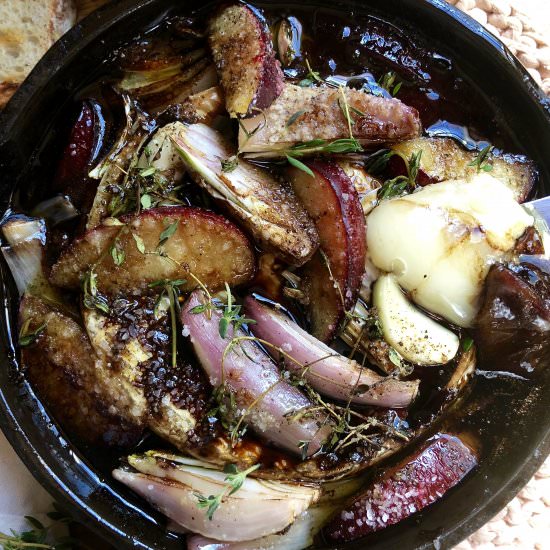 grilled brie with plums & shallots