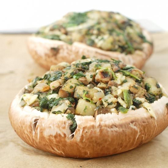 Potato Spinach Stuffed Mushrooms