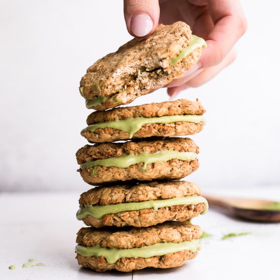Matcha Oatmeal Cream Pies