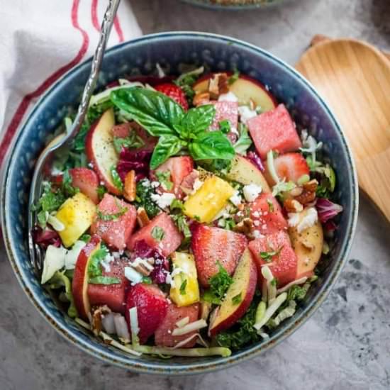 Watermelon, Strawberry & Basil Salad