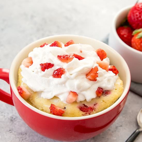 Strawberries and Cream Mug Cake