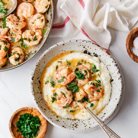 Shrimp Scampi and Grits