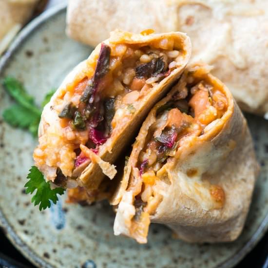 Pressure Cooker Pinto Chard Burrito