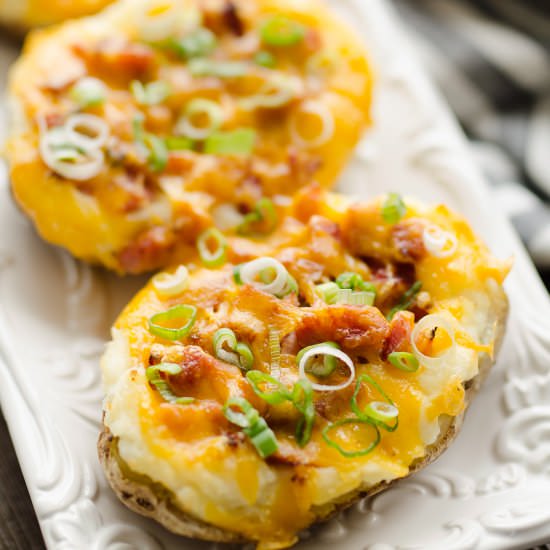 Ham & 3 Cheese Twice Baked Potatoes
