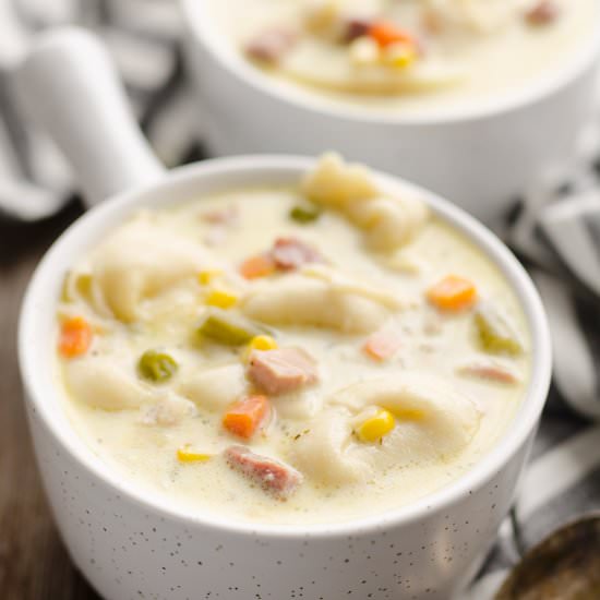 Creamy Ham & Tortellini Soup