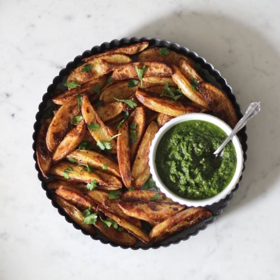 Crispy Potatoes + Zhoug Sauce