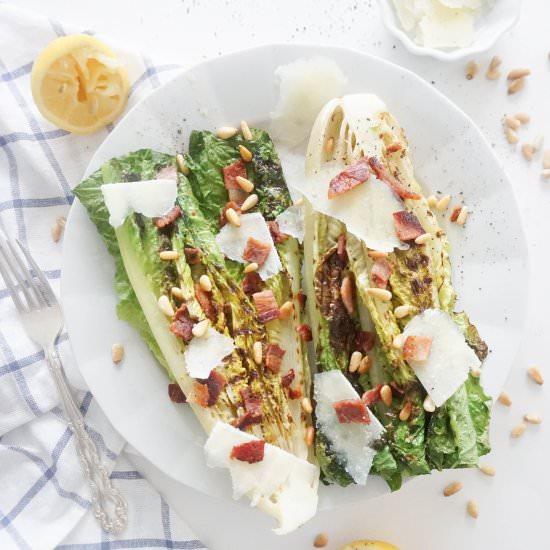 Grilled romaine heart salad