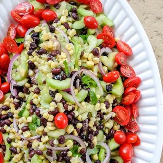 Corn and Black Beans Cucumber Salad