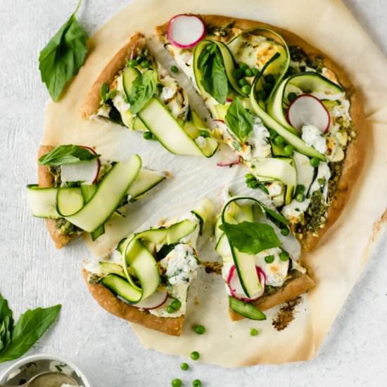 Pesto Pizza with Herbed Ricotta