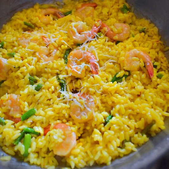 Saffron, Shrimp-Asparagus Risotto
