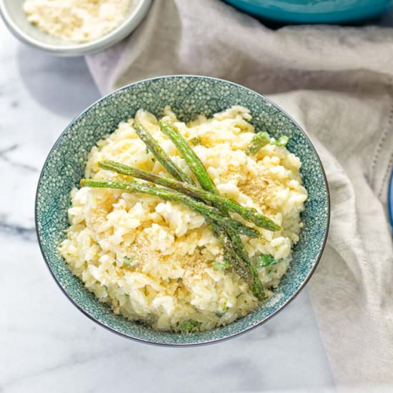 Asparagus Orzo with Garlic Parm
