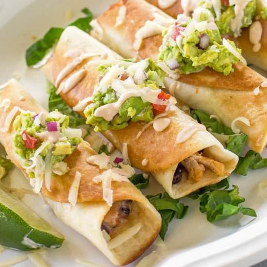 Chicken and Black Bean Flautas