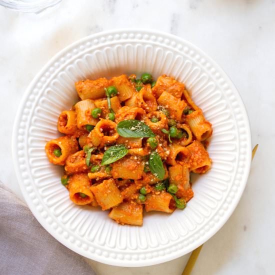 Pasta & Peas + Romesco Sauce