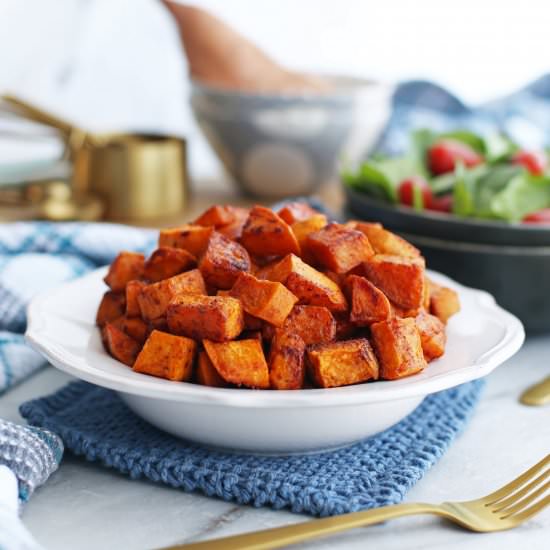Roasted Maple Cinnamon Sweet Potato