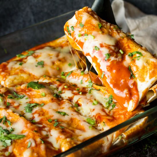 Cheesy Beef and Beans Enchiladas