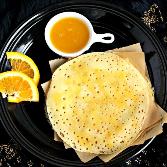 Baghrir with Orange Butter Sauce