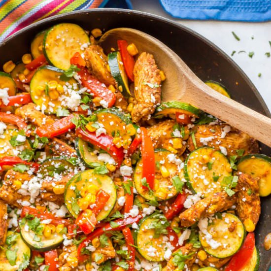 Chicken zucchini skillet with corn