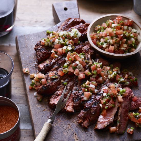 Grilled Flank Steak with Poblano Pico