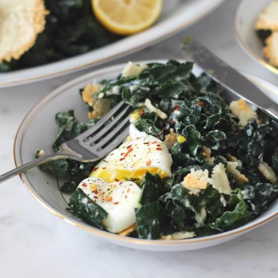 Kale Salad with Greek Yogurt Caesar