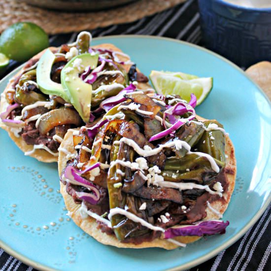 Shishito & Refried Bean Tostadas