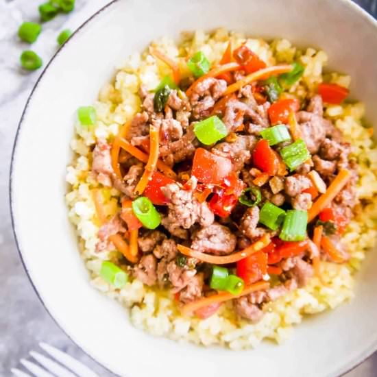 Korean Beef Cauliflower Rice Bowls