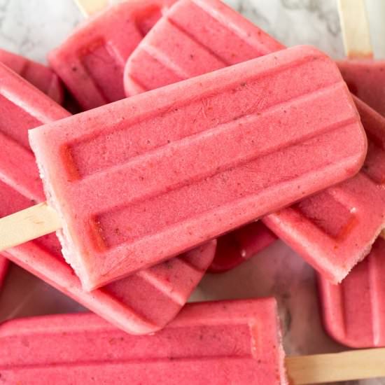 Kefir Strawberry Popsicles