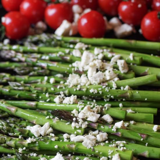 Braised Asparagus with Feta