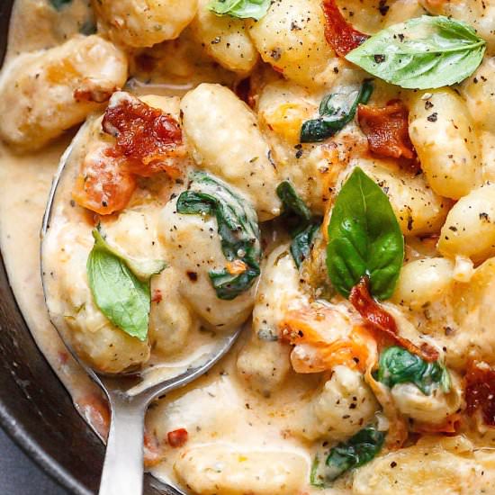 Potato Gnocchi in Bacon Cream Sauce