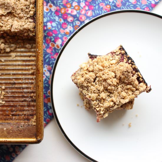 Raspberry rhubarb chia jam bars
