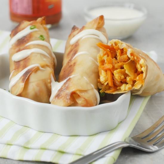 Baked Buffalo Egg Rolls with Tempeh