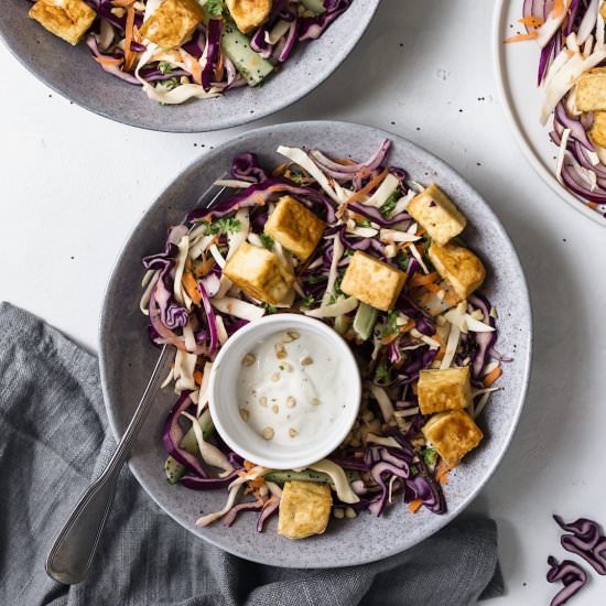 Cruncy Slaw Salad with Crispy Tofu