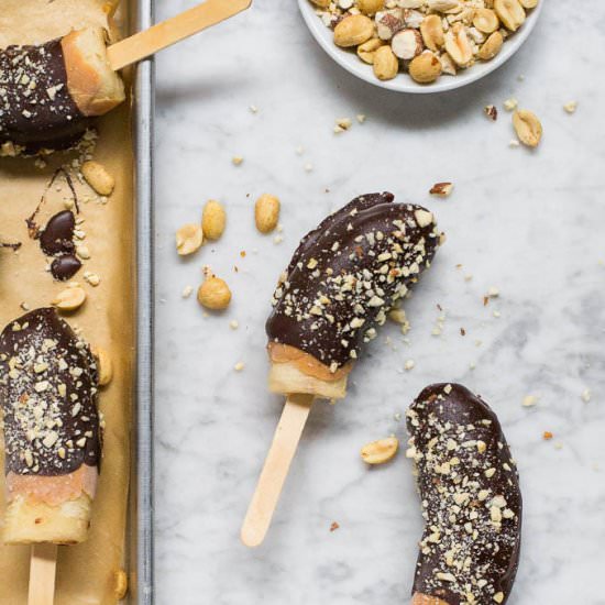 Chocolate Peanut Butter Banana Pops
