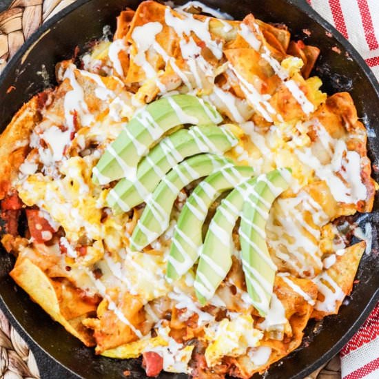 Chilaquiles Rojos Mexican Skillet
