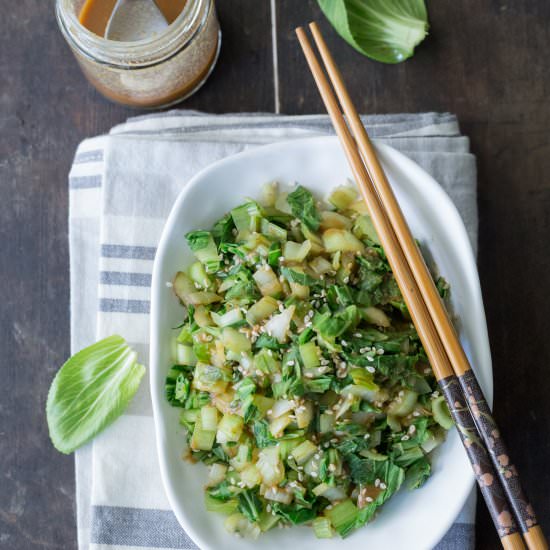 Bok choy with miso and ginger
