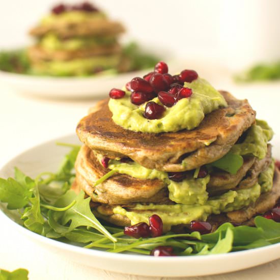 Pancakes with rucola & guacamole