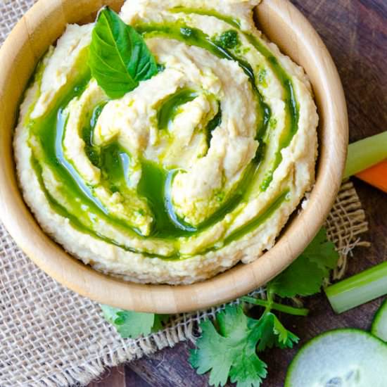 Hummus with Basil Cilantro Oil