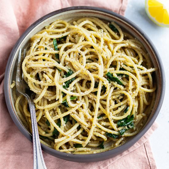 Cacio e Pepe with Ramps & Lemon