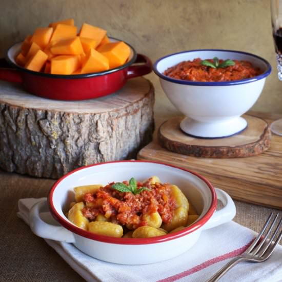PUMPKIN GNOCCHI WITH BOLOGNESE SAUCE