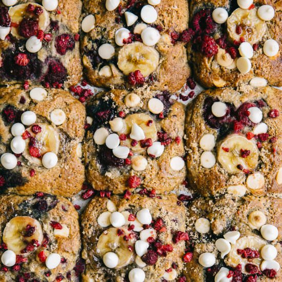 Banana Raspberry Coconut Muffins