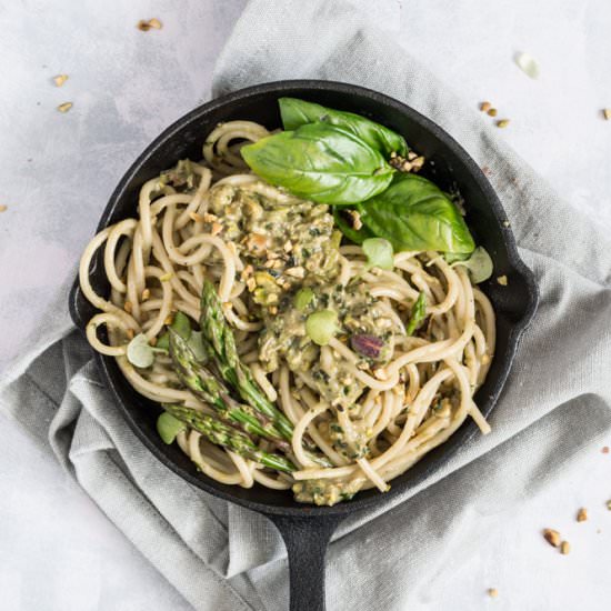 Asparagus pesto pasta