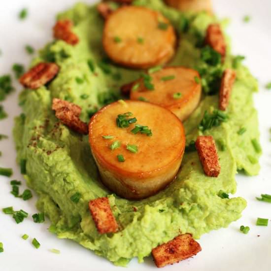 Vegan Scallops with Pea Puree