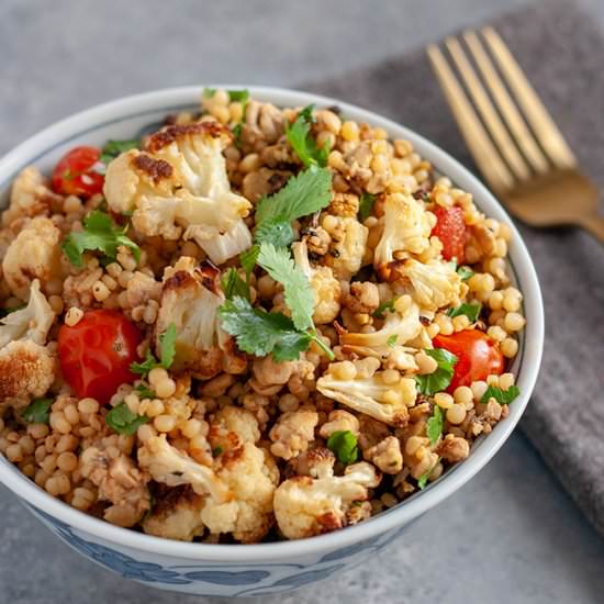 Israeli Couscous Tempeh Bowl