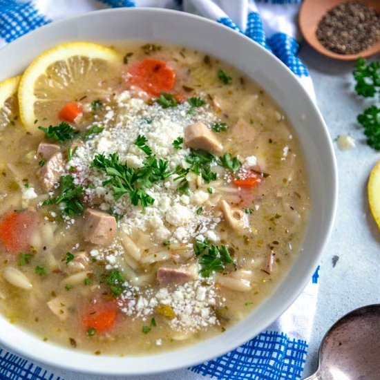 Greek Chicken and Orzo Soup