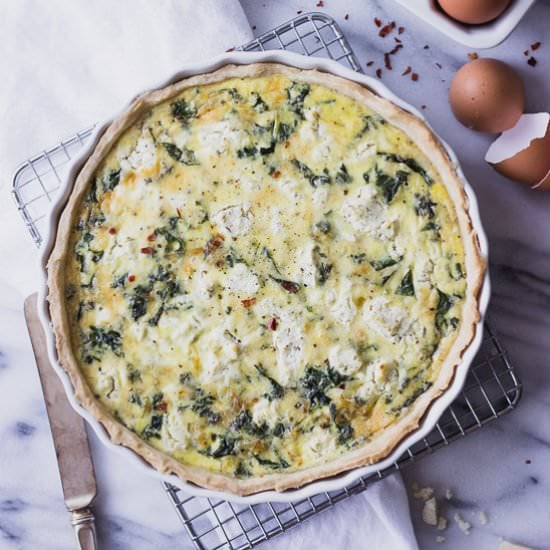 Kale, Shallot, Goat Cheese Quiche