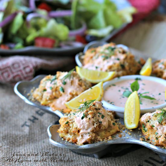Baked Salmon Puffs with Sriracha