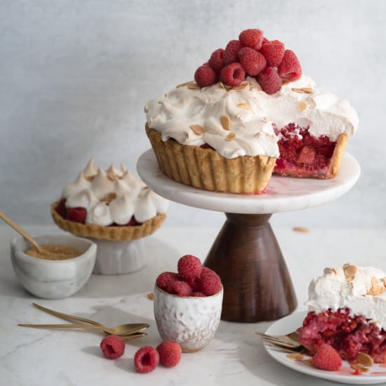Rhubarb Raspberry Meringue Tart