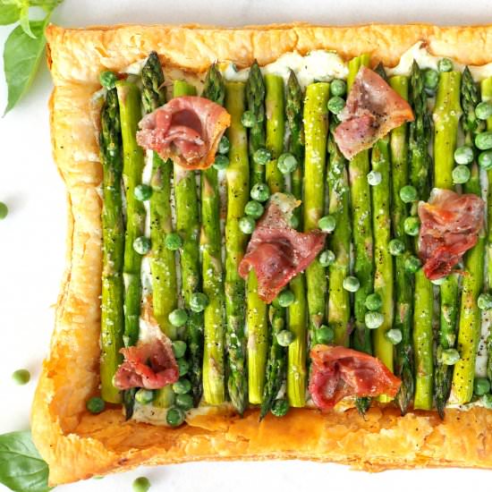 Asparagus, Pea & Prosciutto Tart