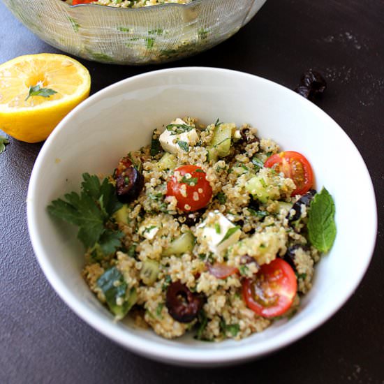 Greek inspired quinoa salad