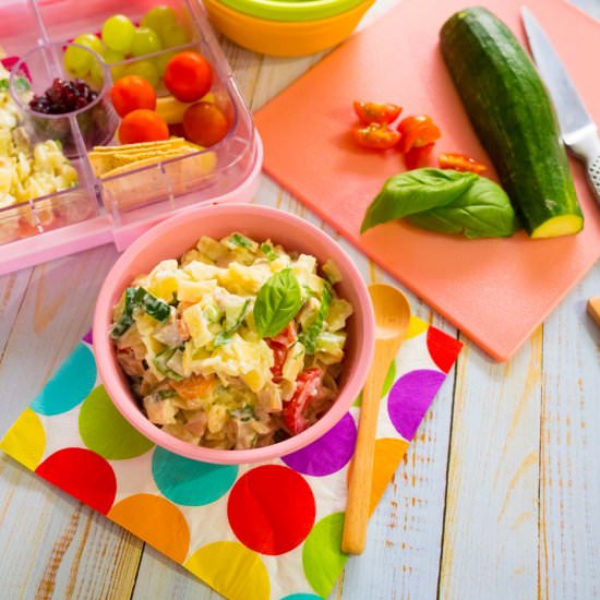 Chicken and veggie pasta salad
