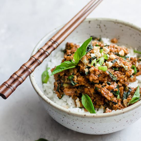 Thai basil tempeh stir fry